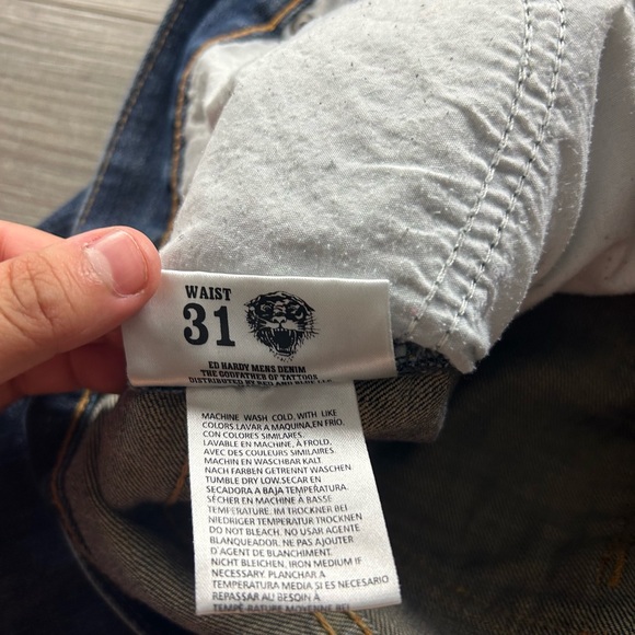 Ed Hardy Christian Audigier Denim Jean Shorts Flare - Picture 7 of 8